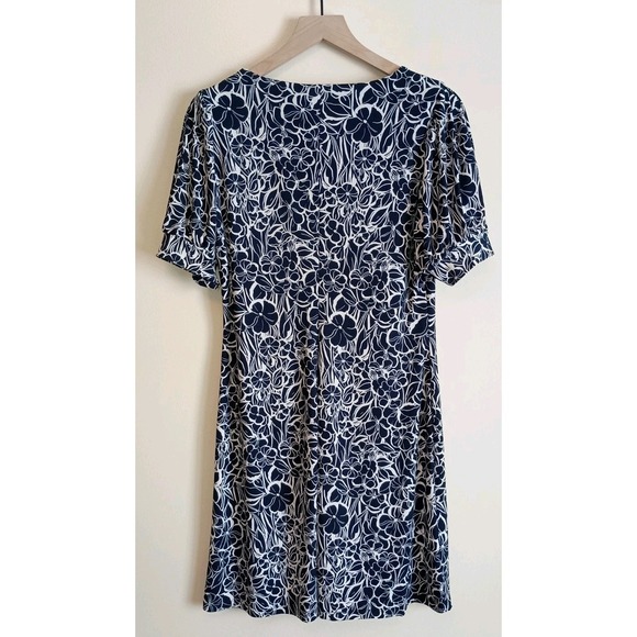 Tommy Hilfiger Navy White Floral V-Neck Shift Dress Size 10 Casual Office Chic - Picture 6 of 11